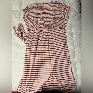 Boden Red and White Striped Super Soft Wrap Dress